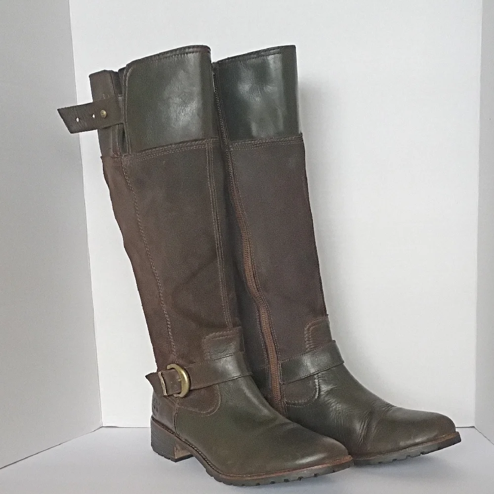 Timberland Brown Leather Tall Boots Size 11 - Picture 2 of 9